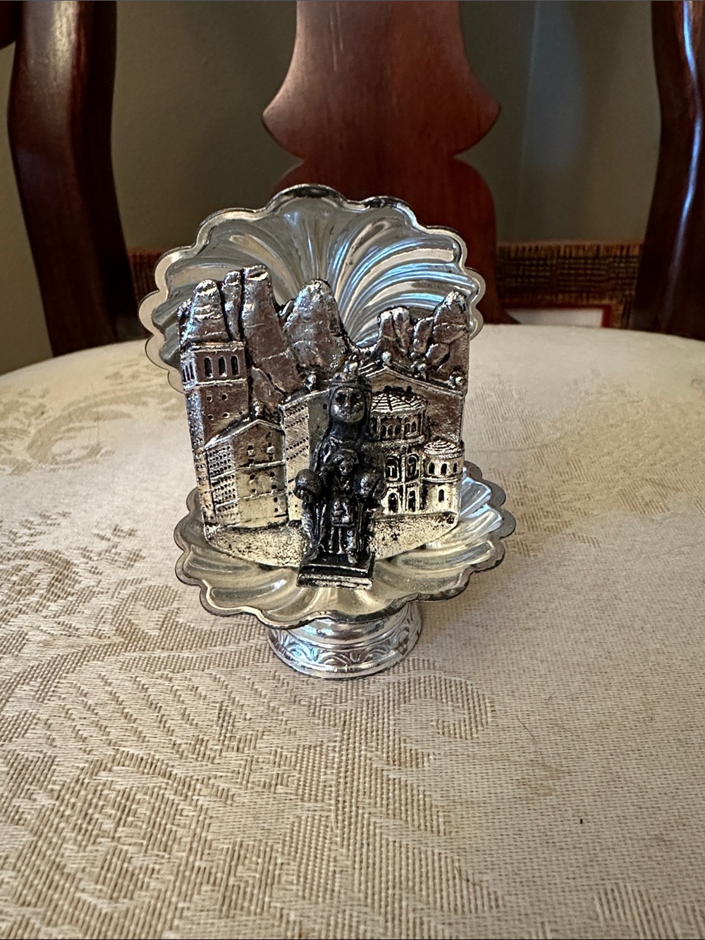 Vintage religious saint altar table statue scallop shell figurine